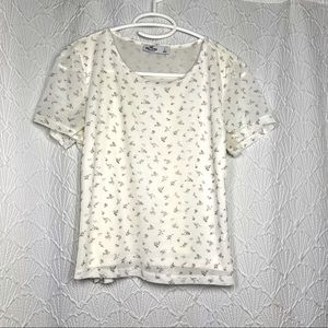 Hollister White Floral Womens Top
